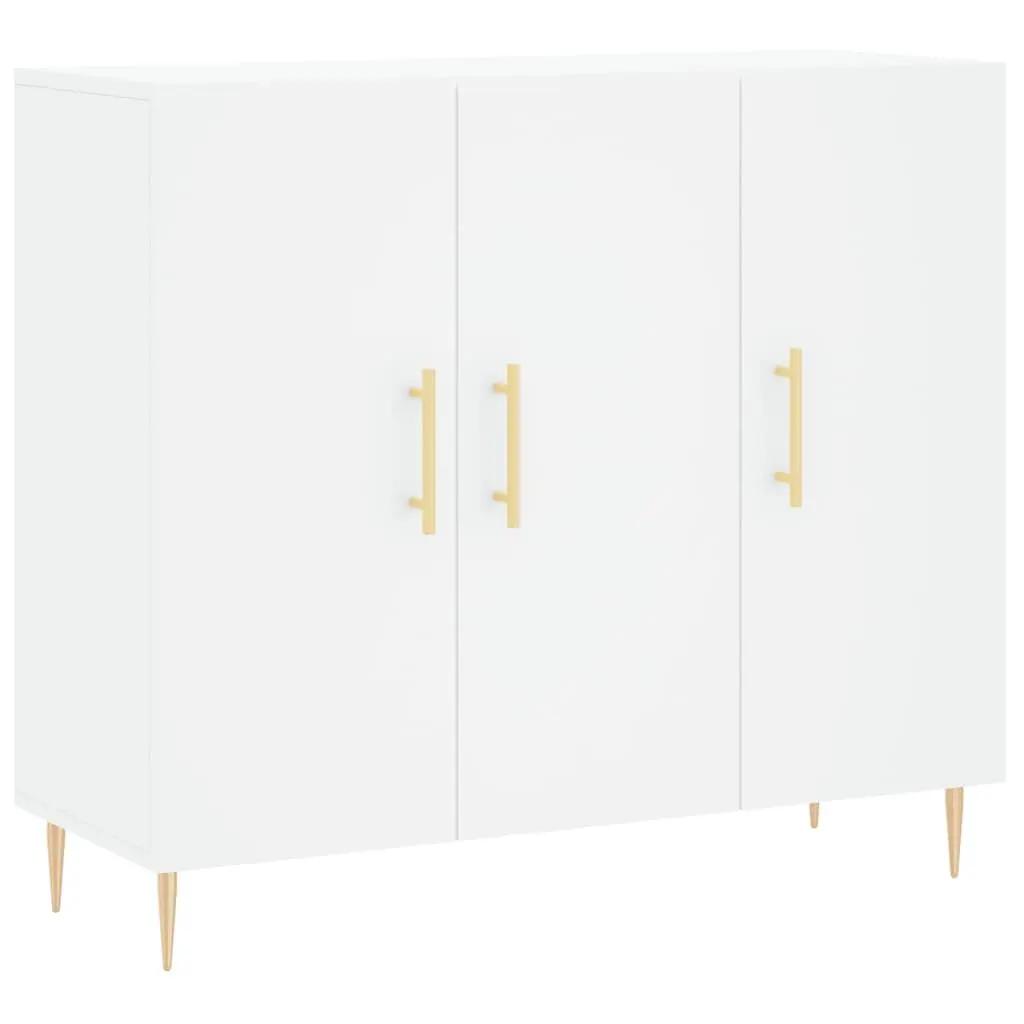 Sideboard White 90x34x80 cm Modern Storage Cabinet Engineered Wood Metal Legs