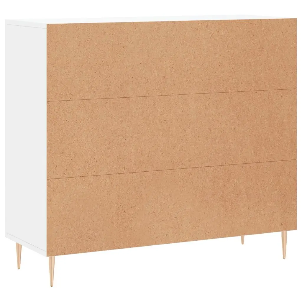 Sideboard White 90x34x80 cm Modern Storage Cabinet Engineered Wood Metal Legs
