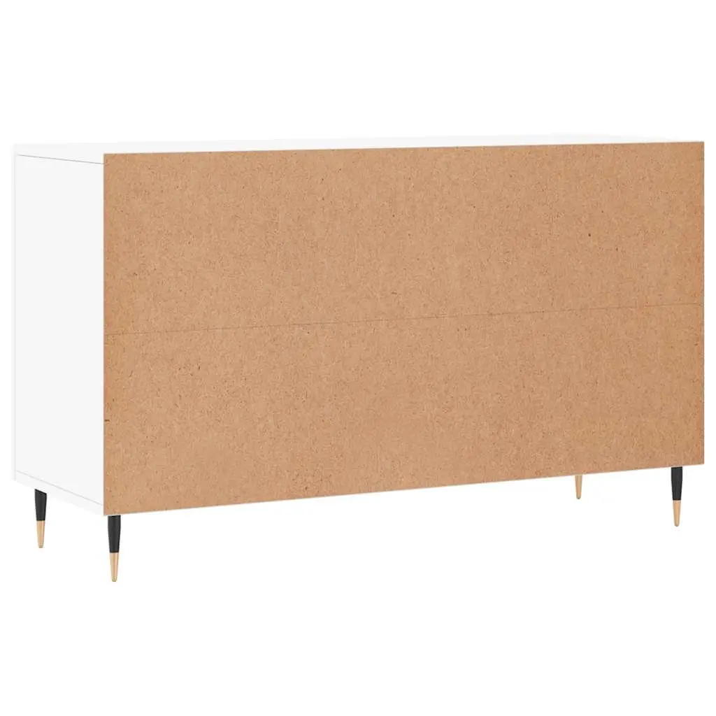 White Sideboard Storage Unit with Engineered Wood Construction and Metal Legs 100x36x60cm