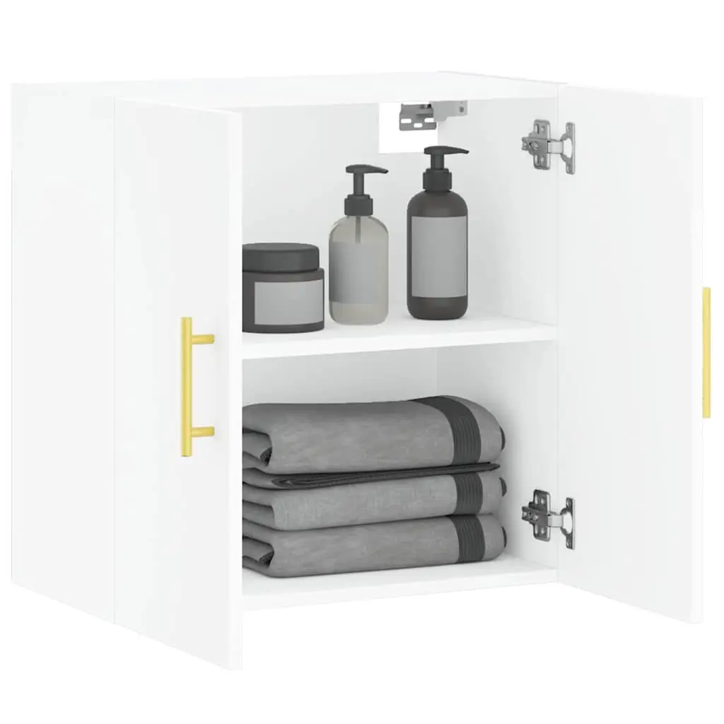Wall Mounted Cabinet White 60cm x 31cm x 60cm Floating Storage Organiser for Home