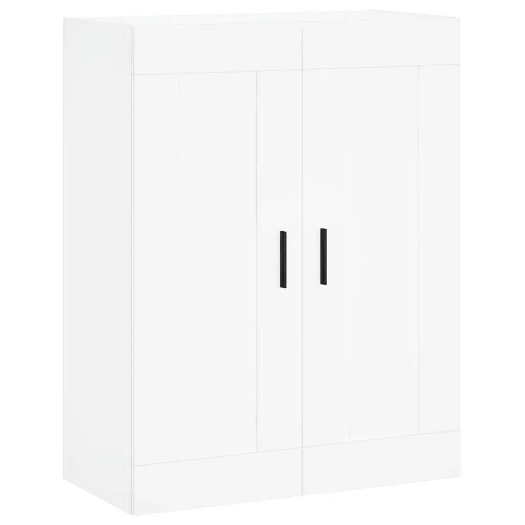 Wall Mounted Cabinet White 3 Compartments 2 Doors Floating Storage Organiser