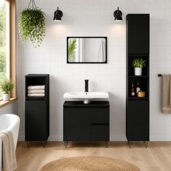 Enhance Your Bathroom with a Versatile Black Cabinet 30x30x190 cm