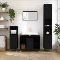Organize Your Bathroom with a Sleek Black Cabinet 30x30x100 cm