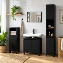 Enhance Your Bathroom with a Stylish Black Cabinet 58x33x60 cm