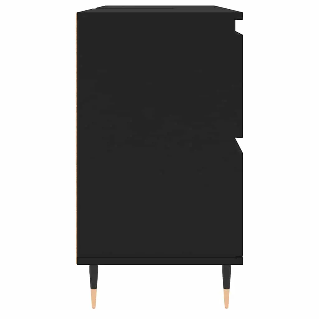 Bathroom Cabinet 80x33x60 cm Black Engineered Wood with Door and 4 Drawers