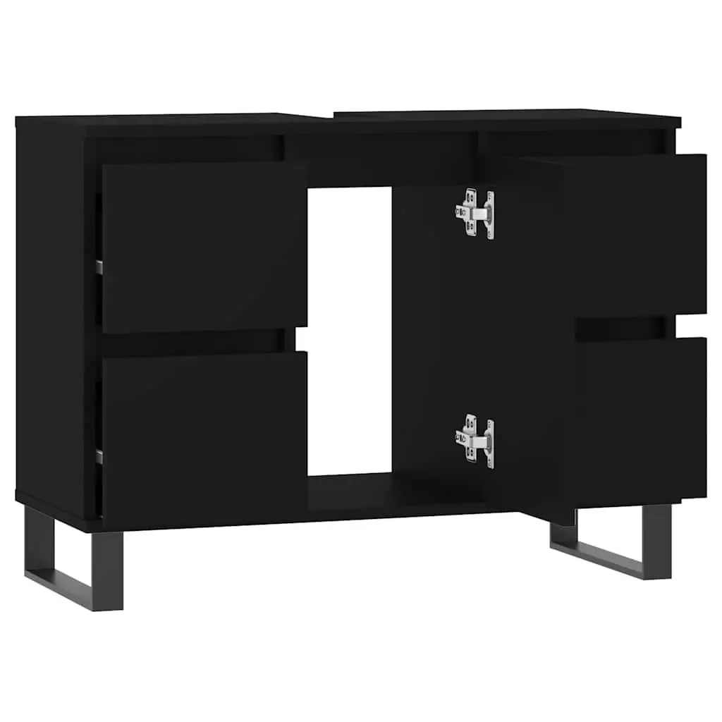 Bathroom Vanity Unit Cabinet Black 80x33x60 cm Engineered Wood Drawers