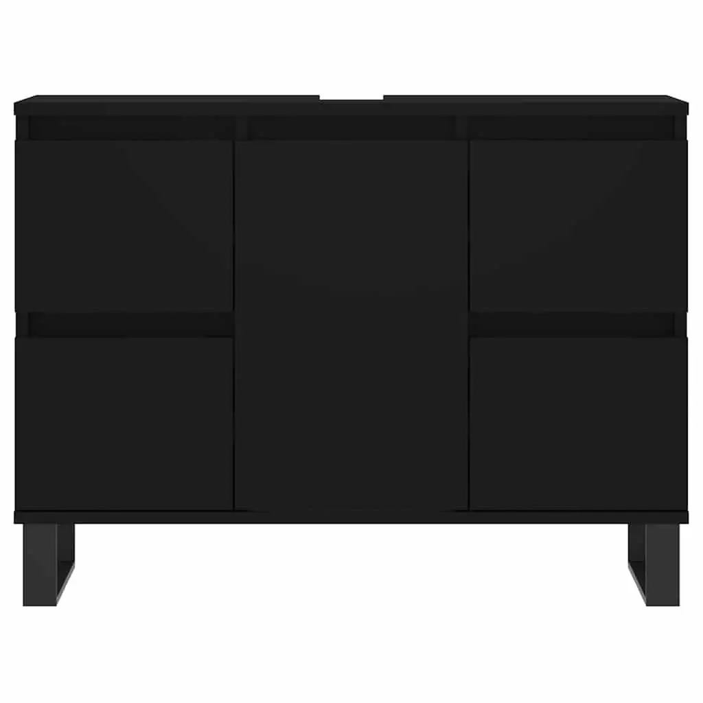 Bathroom Vanity Unit Cabinet Black 80x33x60 cm Engineered Wood Drawers