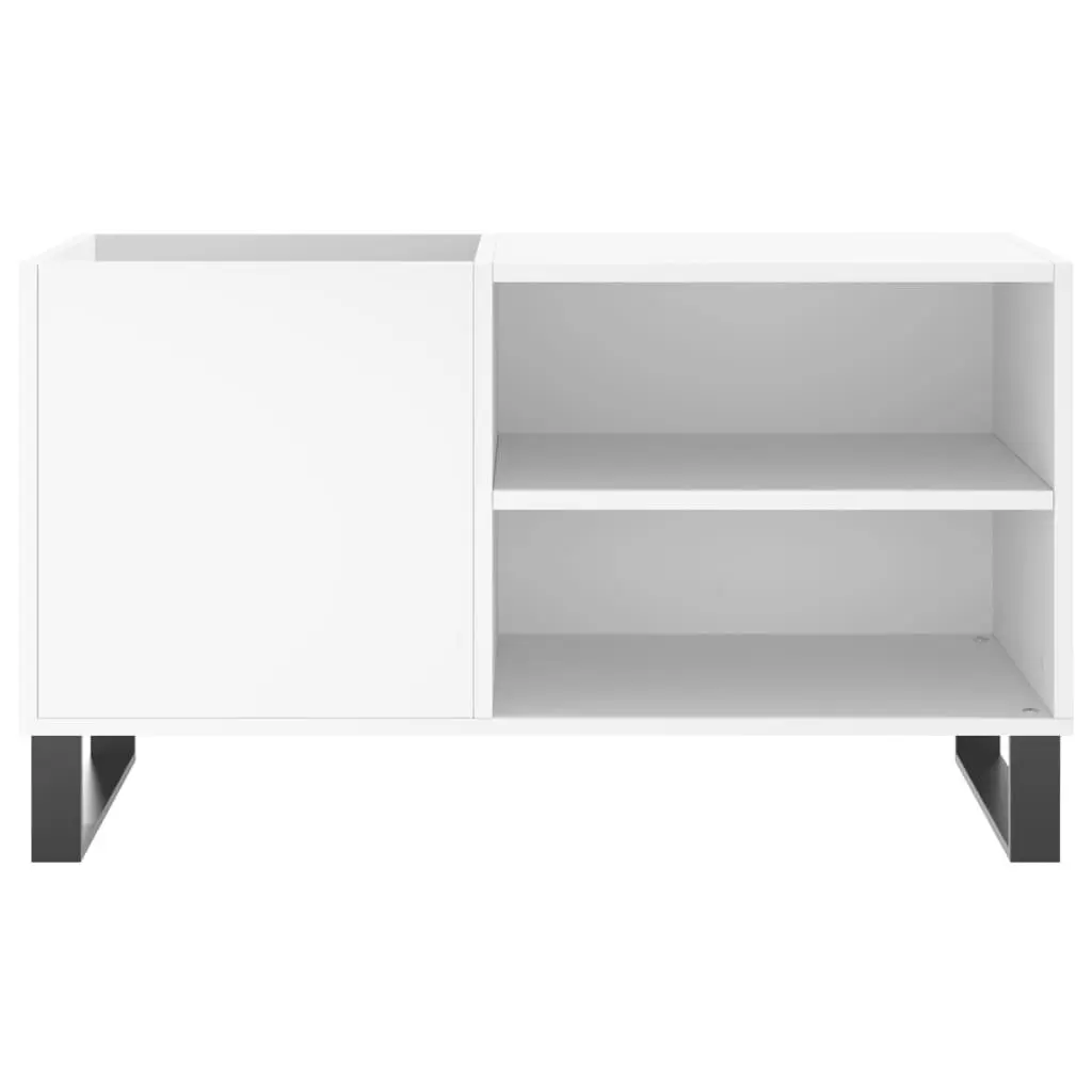 Record Cabinet White Engineered Wood Storage Vinyl LP Organizer Media Display