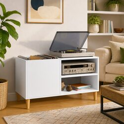 Enhance Your Space with a Chic White Vinyl Record Cabinet