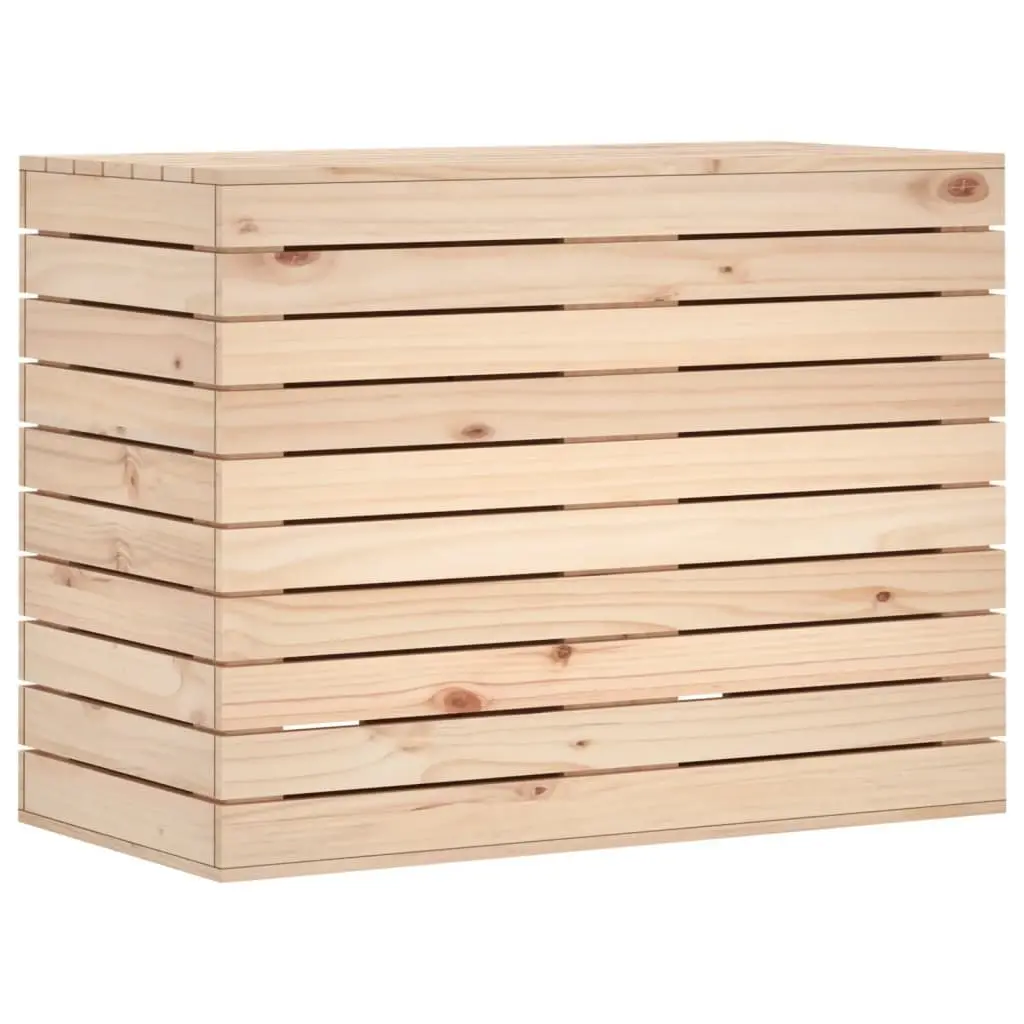 Wooden Laundry Basket with Lid 88.5x44x66 cm Solid Pine Wood Storage Organiser Brown