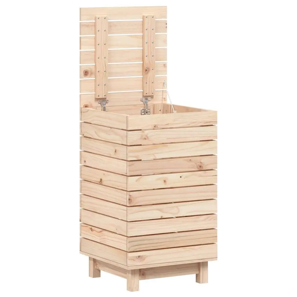 Laundry Basket 44x44x76 cm Solid Pine Wood Brown with Lid