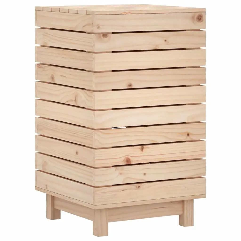 Laundry Basket 44x44x76 cm Solid Pine Wood Brown with Lid