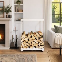 Stylish Wooden Log Holder with Wheels for Your Home