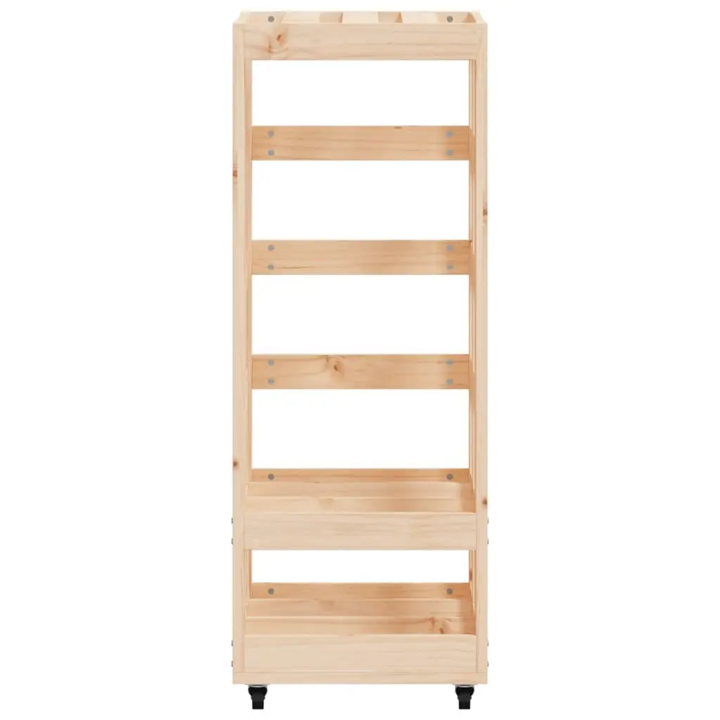 Wooden Log Holder 40x49x110cm Solid Pine Firewood Storage Rack with Rolling Wheels