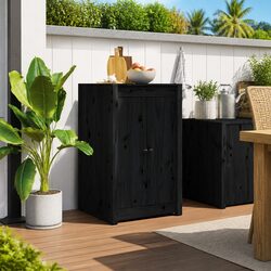 Outdoor Kitchen Cabinet Door Black Solid Pine Wood Garden Storage Access Panel