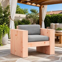 Outdoor Wooden Garden Sofa in Brown with Armrests and Backrest