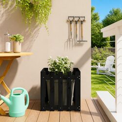 Elegant Black Fence Design Wooden Planter 50x50x50cm