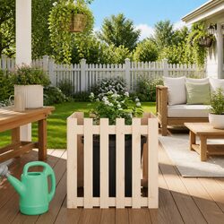 Garden Planter with Fence Design 60x60x60 cm Solid Pine Wood Brown