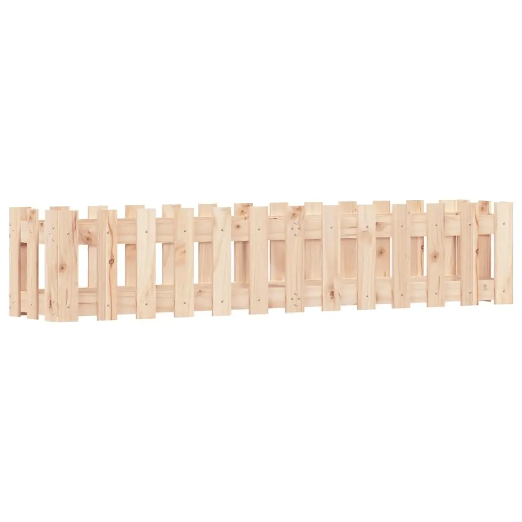 Garden Raised Bed with Fence Design 150x30x30cm Solid Pine Wood Planter Box