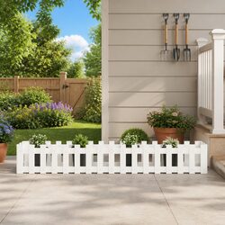 White Wooden Planter Box 200x30x30 cm for Outdoor Plants