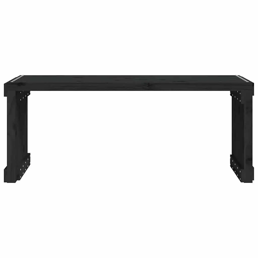 Extendable Garden Bench Solid Pine Wood Outdoor Seating Black