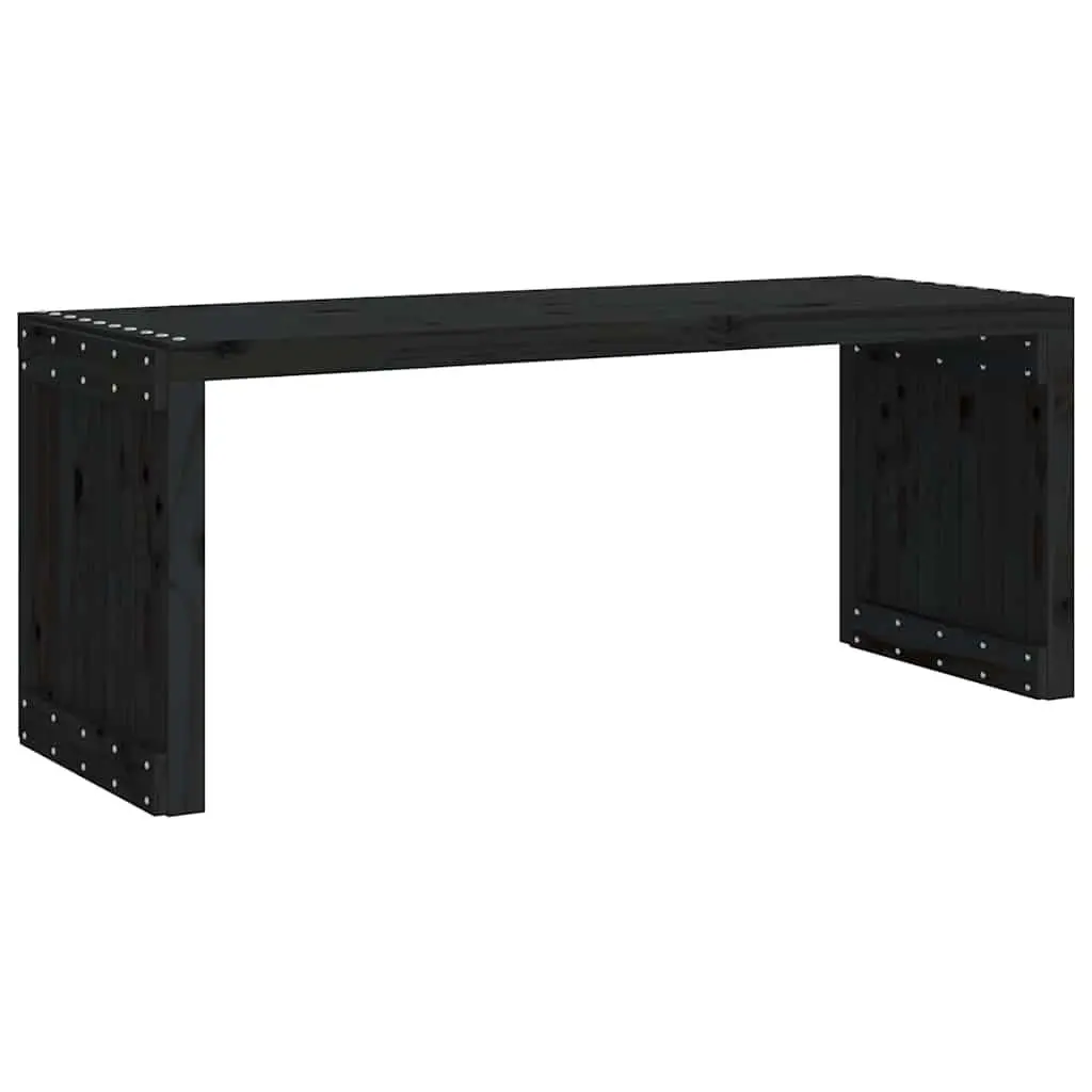 Extendable Garden Bench Solid Pine Wood Outdoor Seating Black