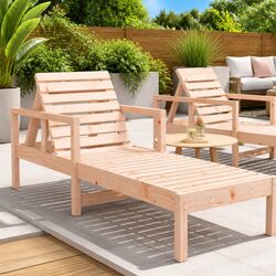 Versatile Wooden Garden Lounger with Adjustable Backrest