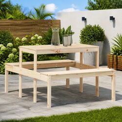 Solid Pine Wood Picnic Table 110x134x75 cm Outdoor Garden Patio Bench Dining