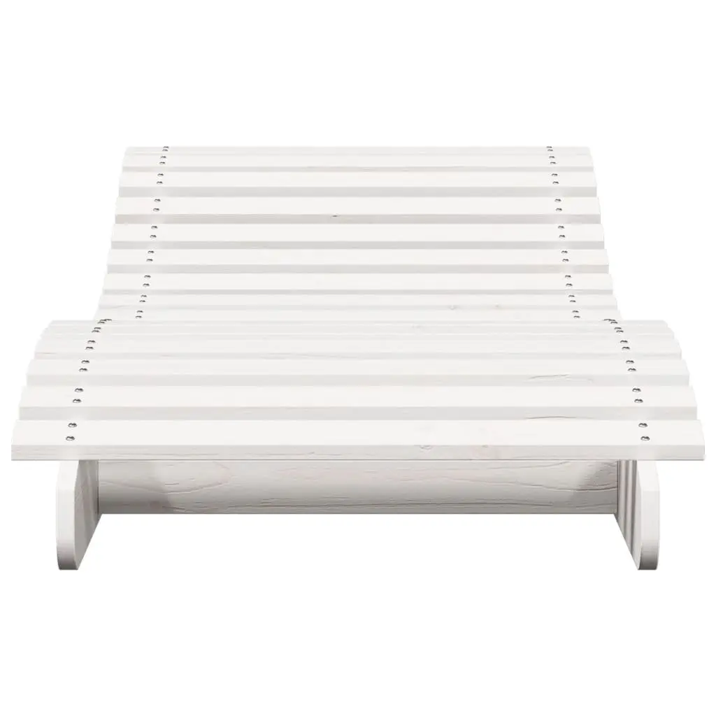 Sun Lounger White Outdoor Garden Patio Poolside Wooden Lounge Chair Relaxer