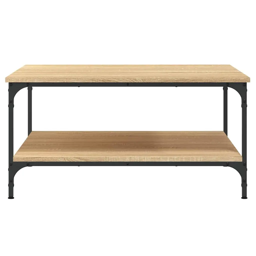 Coffee Table 80 x 80 x 40 cm Brown Engineered Wood with Storage Shelves