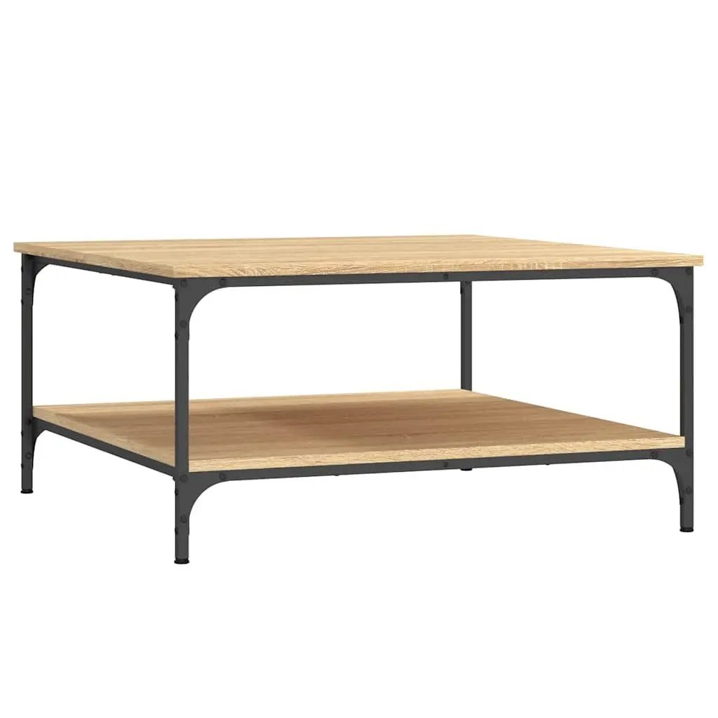 Coffee Table 80 x 80 x 40 cm Brown Engineered Wood with Storage Shelves