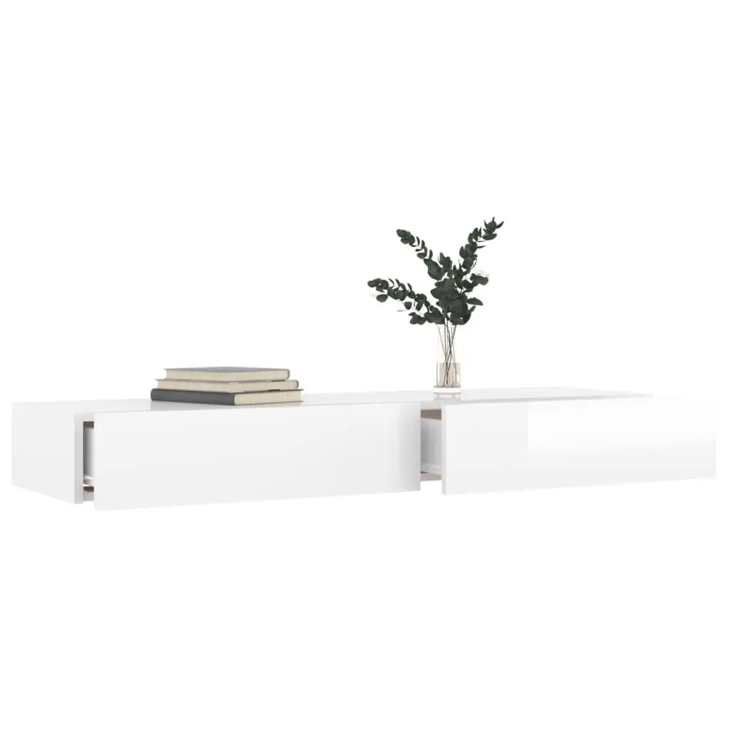 TV Cabinet 120x35x15.5 cm LED Lights High Gloss White