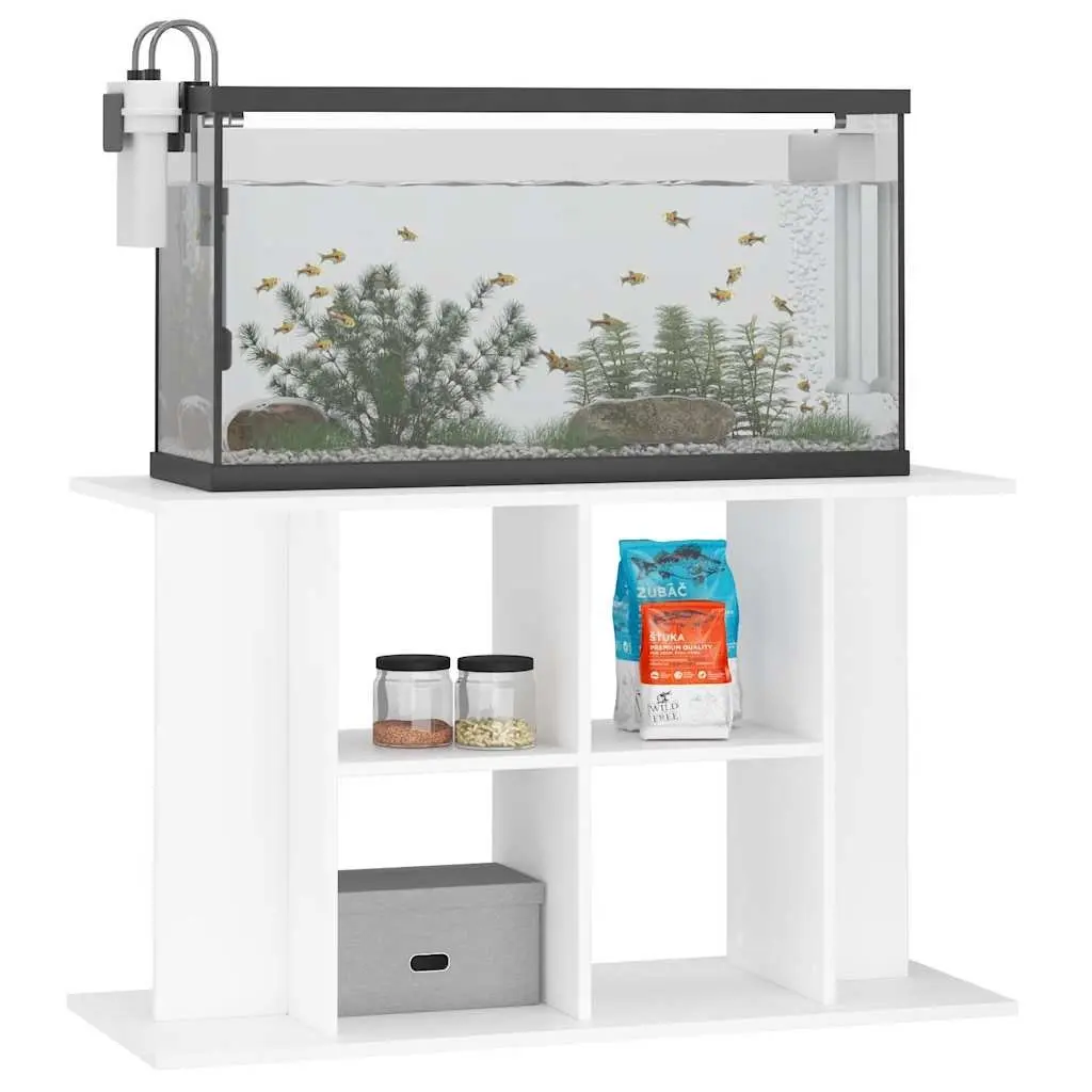 Aquarium Stand 100cm White Engineered Wood Sturdy Base with Storage Organiser