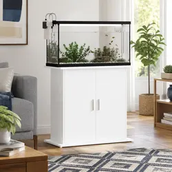 Elevate Your Space with This Elegant White Aquarium Stand