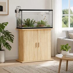 Aquarium Stand Fish Tank Cabinet Brown Engineered Wood Storage Compartments