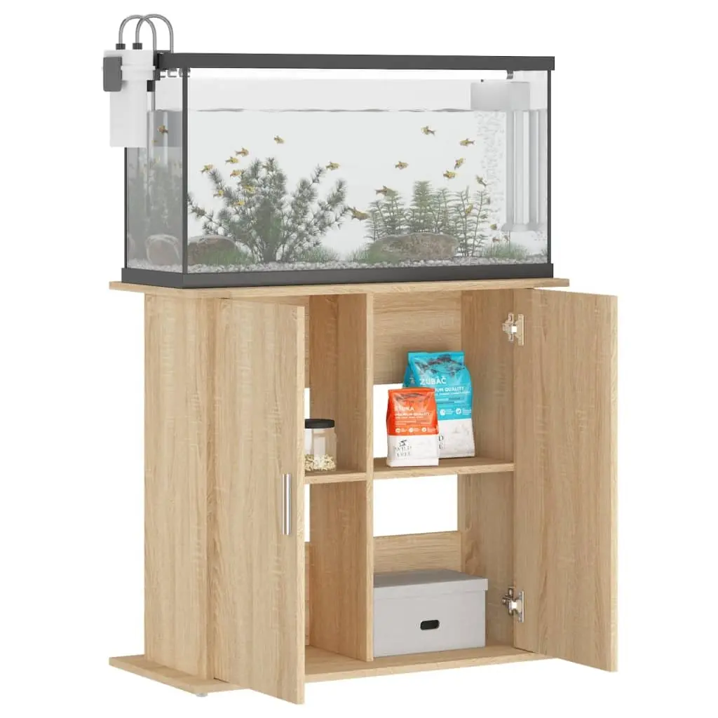 Aquarium Stand Engineered Wood Brown Storage Compartments