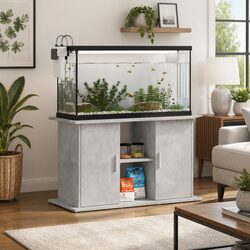 Aquarium Stand in Concrete Grey for Stylish Fish Tank Display