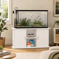 Elevate Your Space with a White Aquarium Stand and Storage 121x41x58cm
