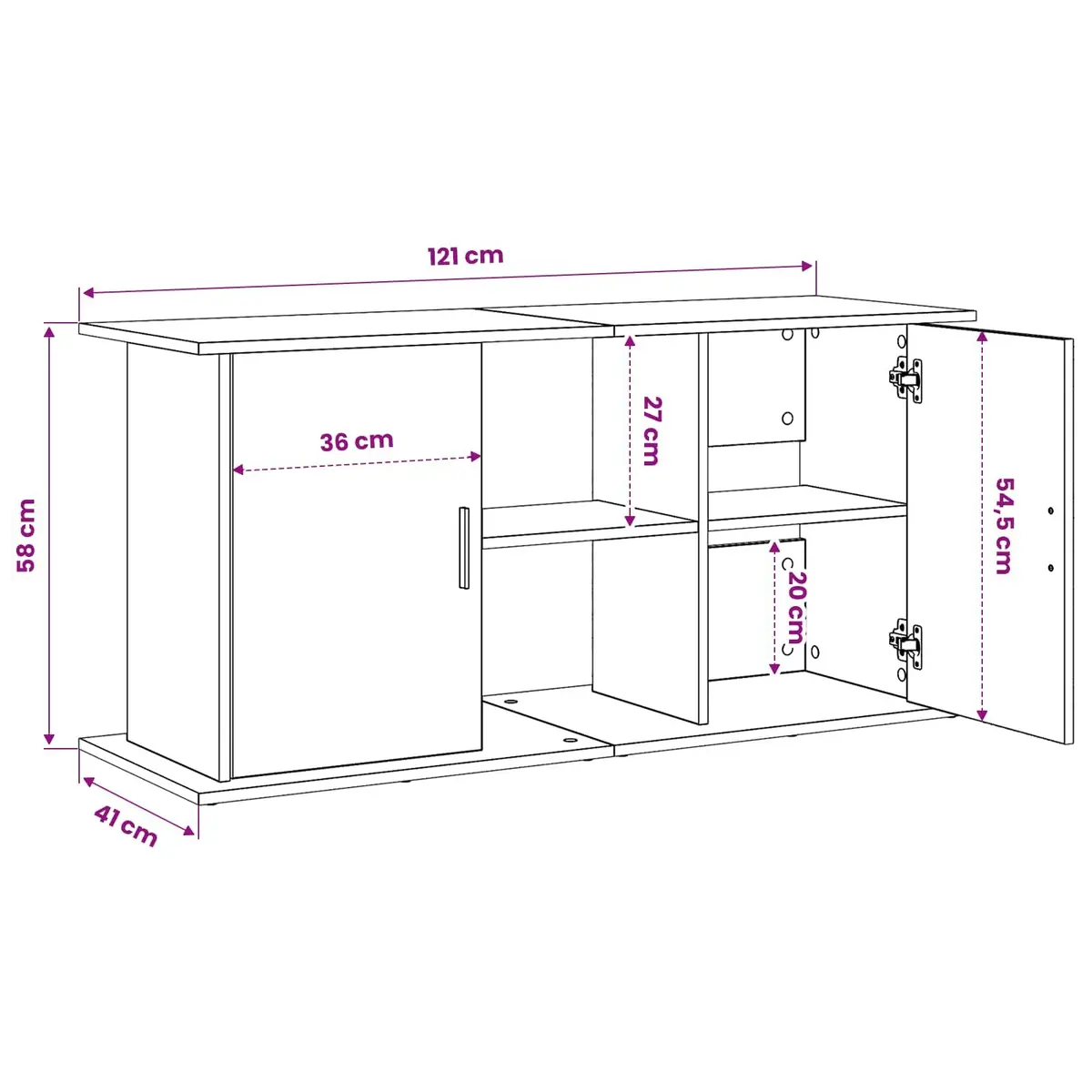 Aquarium Stand 121x41x58 cm Engineered Wood Storage Cabinet for Fish Tank