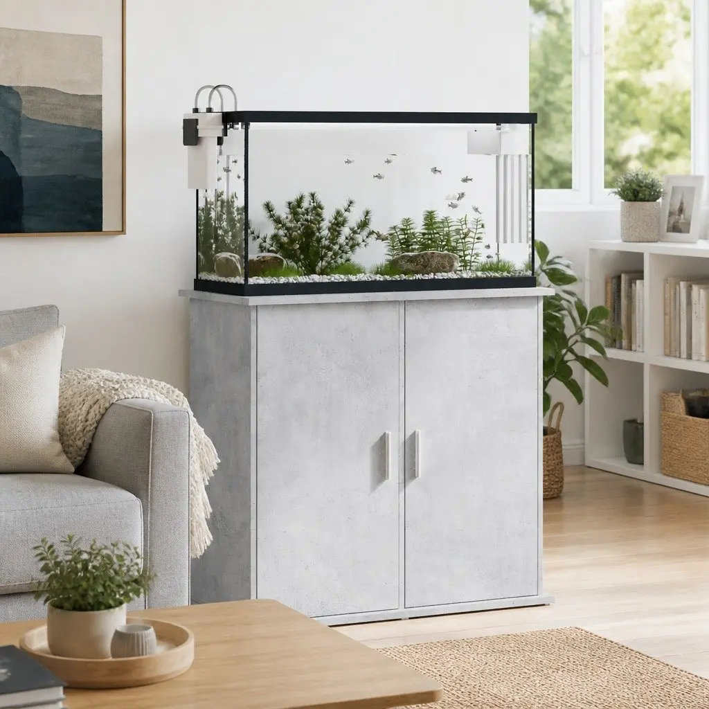 Aquarium Stand 81x36x73cm Engineered Wood Grey Storage Cabinet
