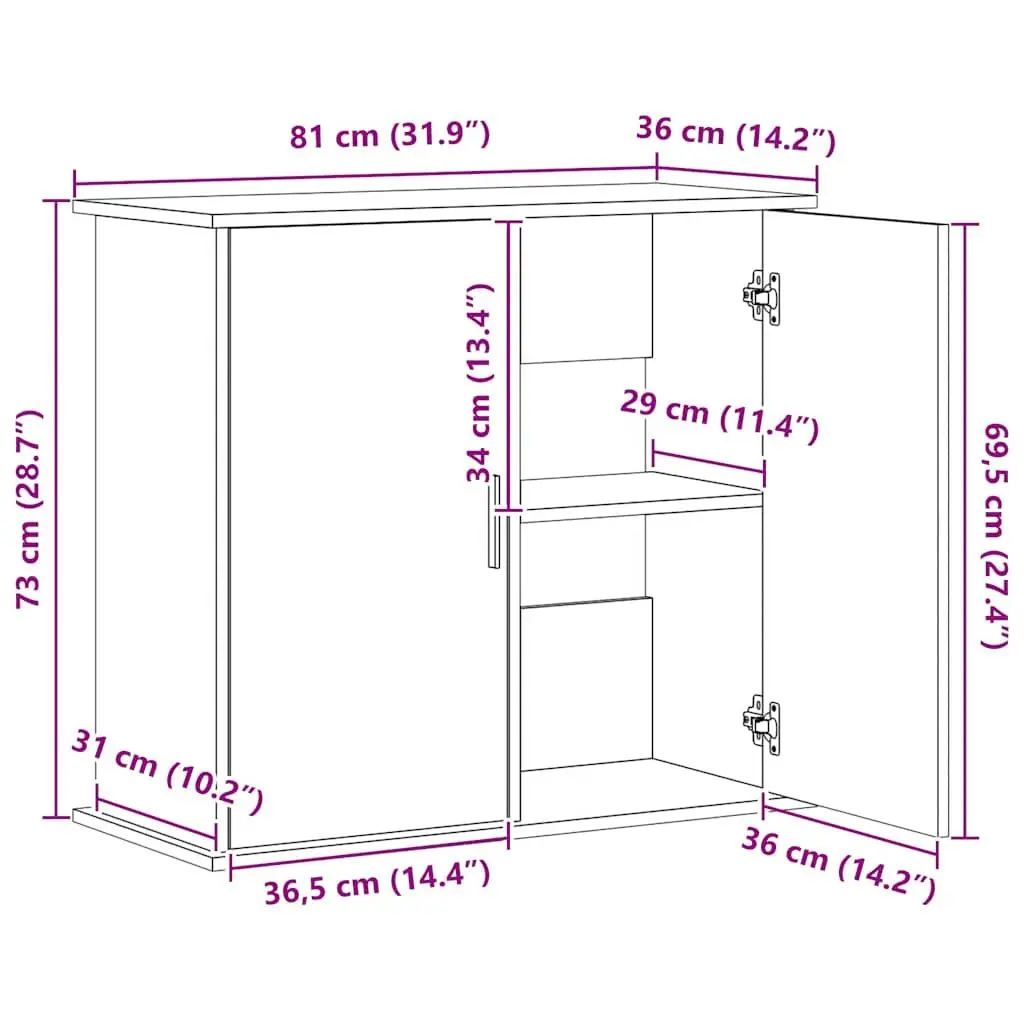 Aquarium Stand 81x36x73cm Engineered Wood Grey Storage Cabinet