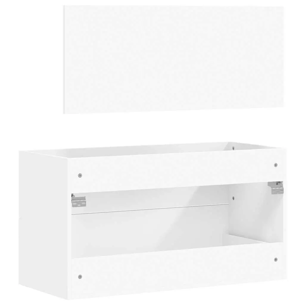 Bathroom Cabinet with Mirror Wall-Mounted Storage Organizer White Furniture