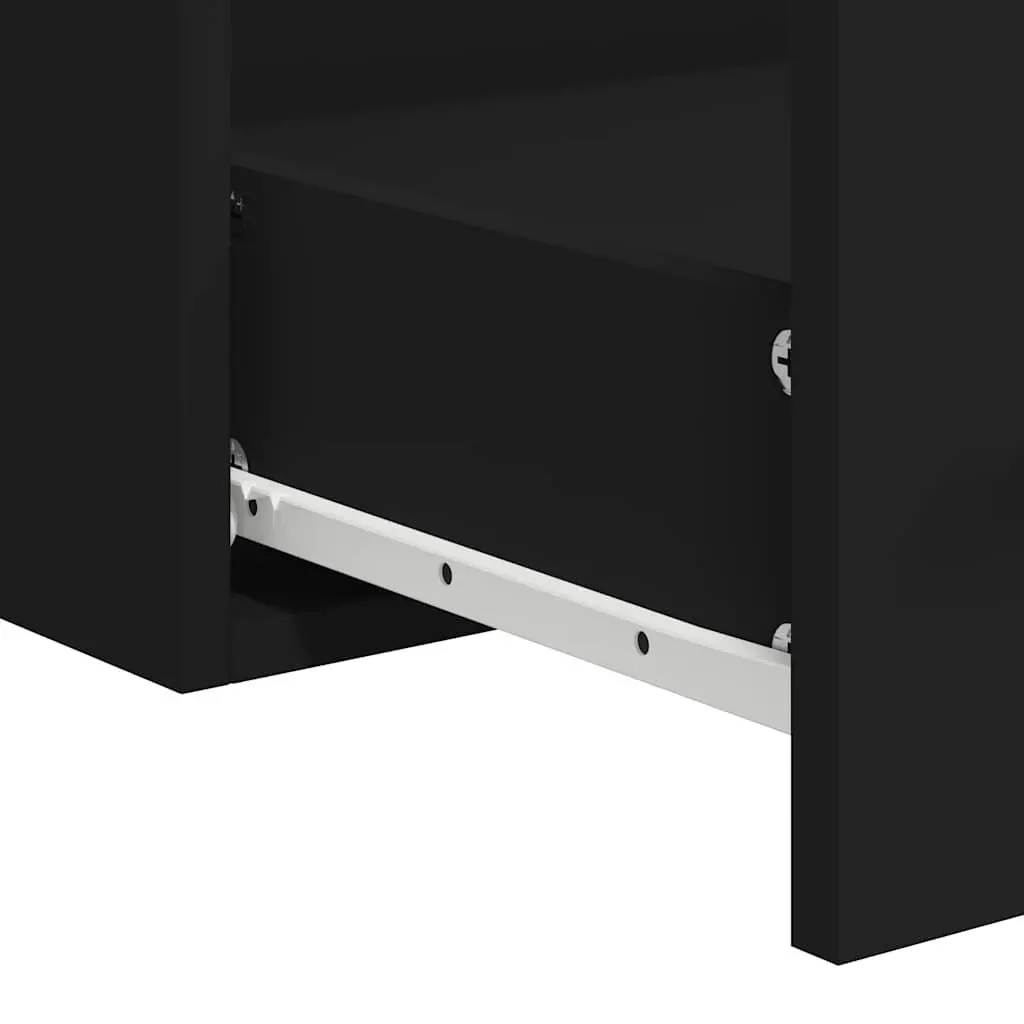 Bathroom Cabinet Wall-Mounted Black Engineered Wood with Integrated Mirror