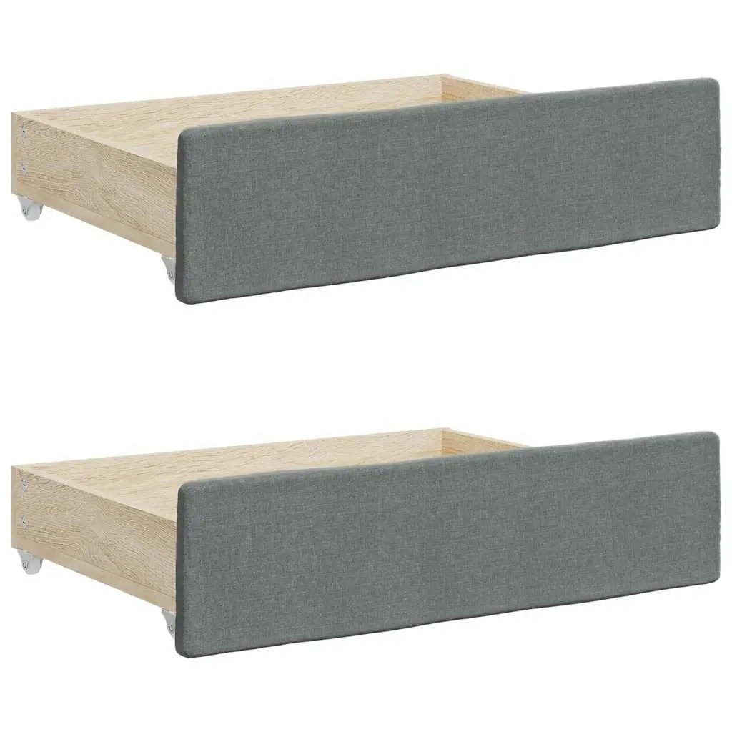 Under Bed Storage Drawers 2 pcs Grey Fabric Upholstered Organiser