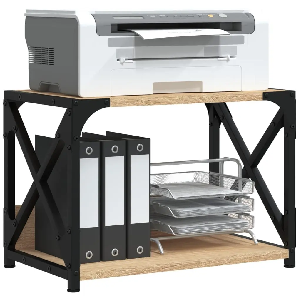 Printer Stand 2-Tier Brown Organiser Storage Shelf for Office Home Furniture