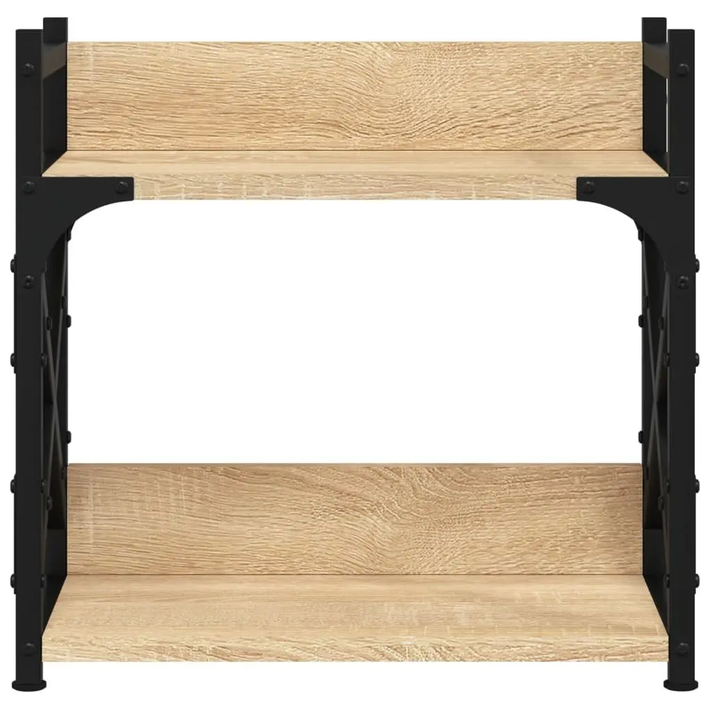 2-Tier Printer Stand Brown Engineered Wood Metal Frame Office Organiser