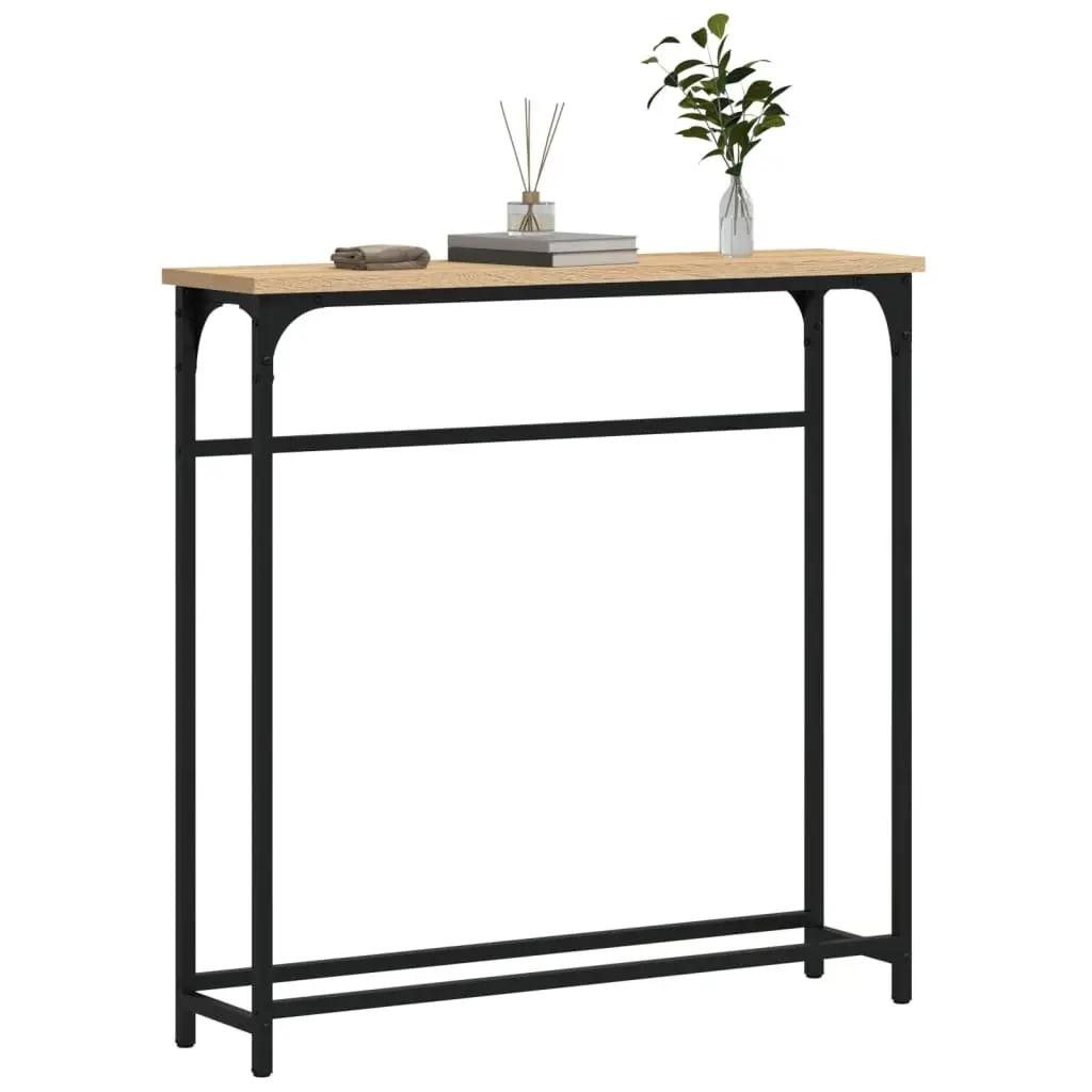 Console Table 75x19.5x75cm Engineered Wood Brown with Metal Frame