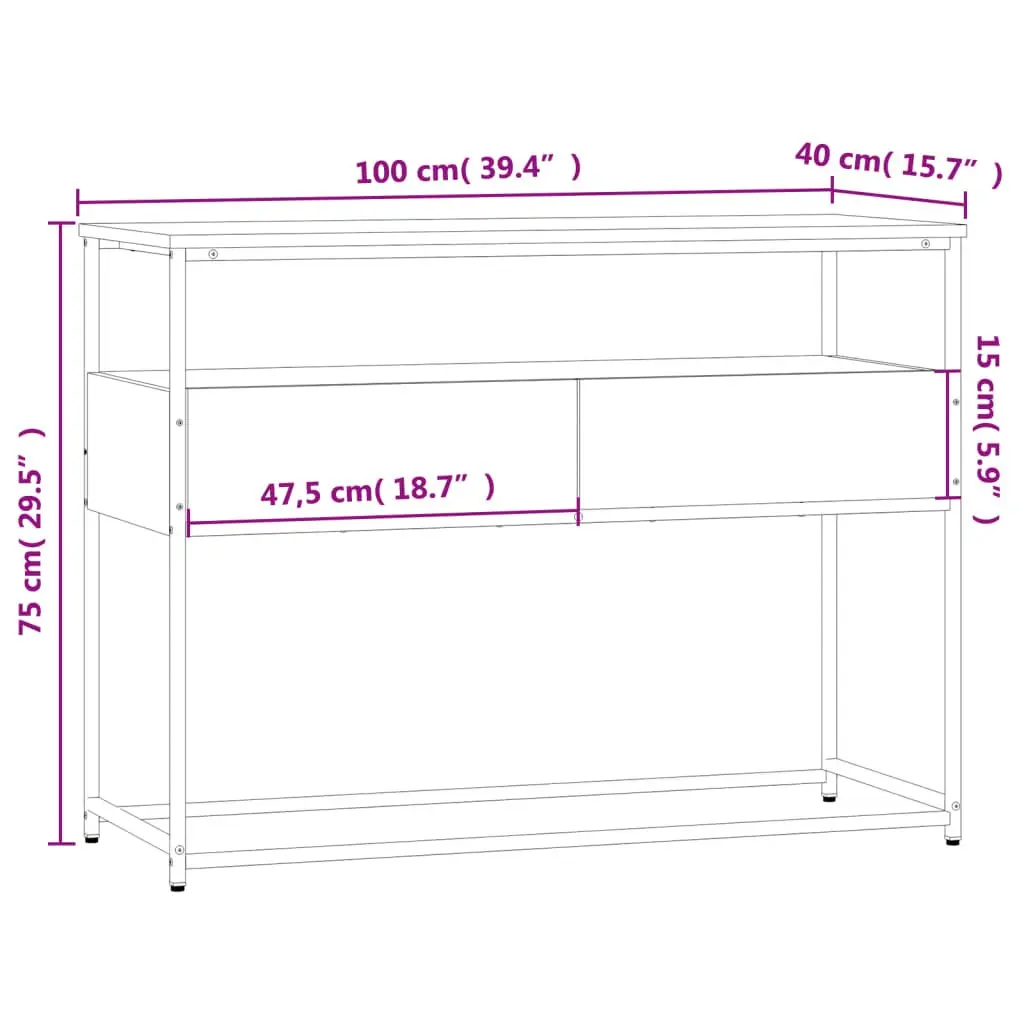 Console Table 100cm Sonoma Oak Engineered Wood Storage Accent Table for Living Room Hallway Entryway