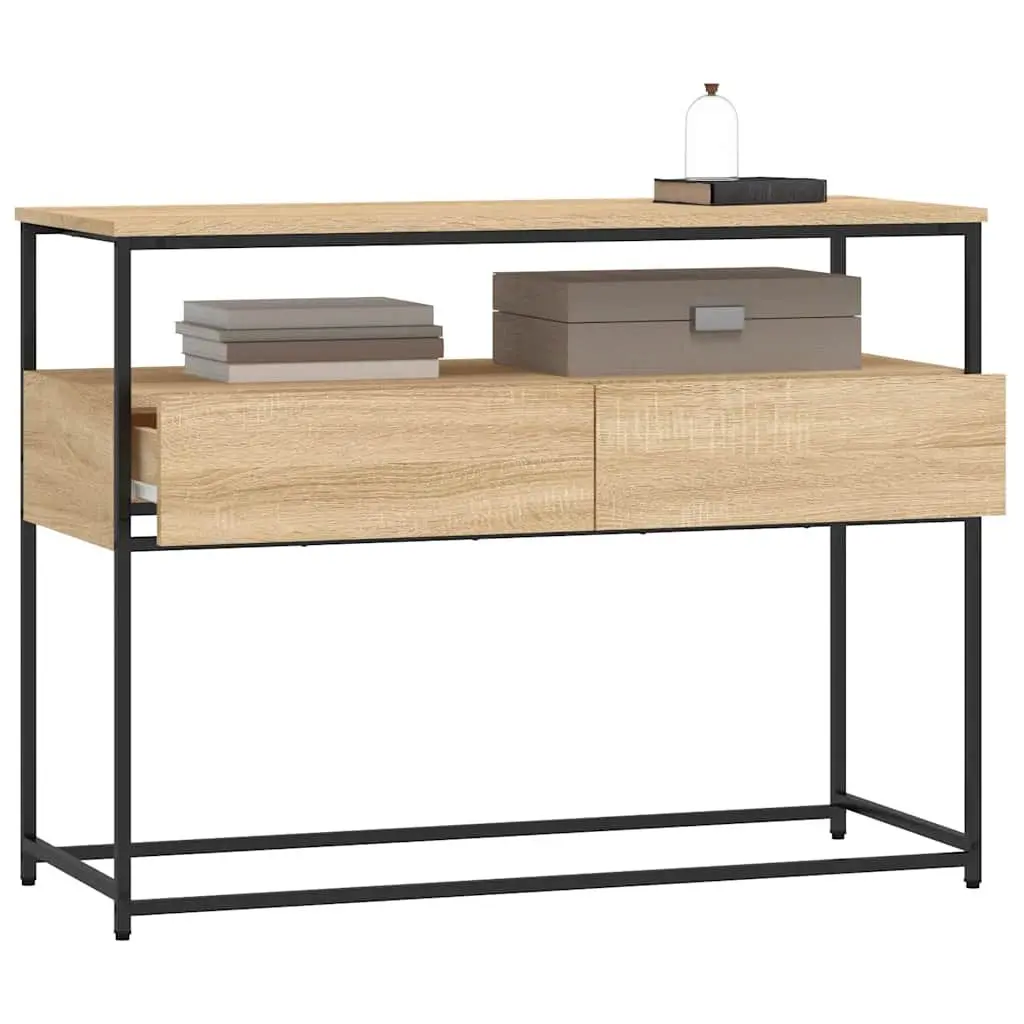 Console Table 100cm Sonoma Oak Engineered Wood Storage Accent Table for Living Room Hallway Entryway