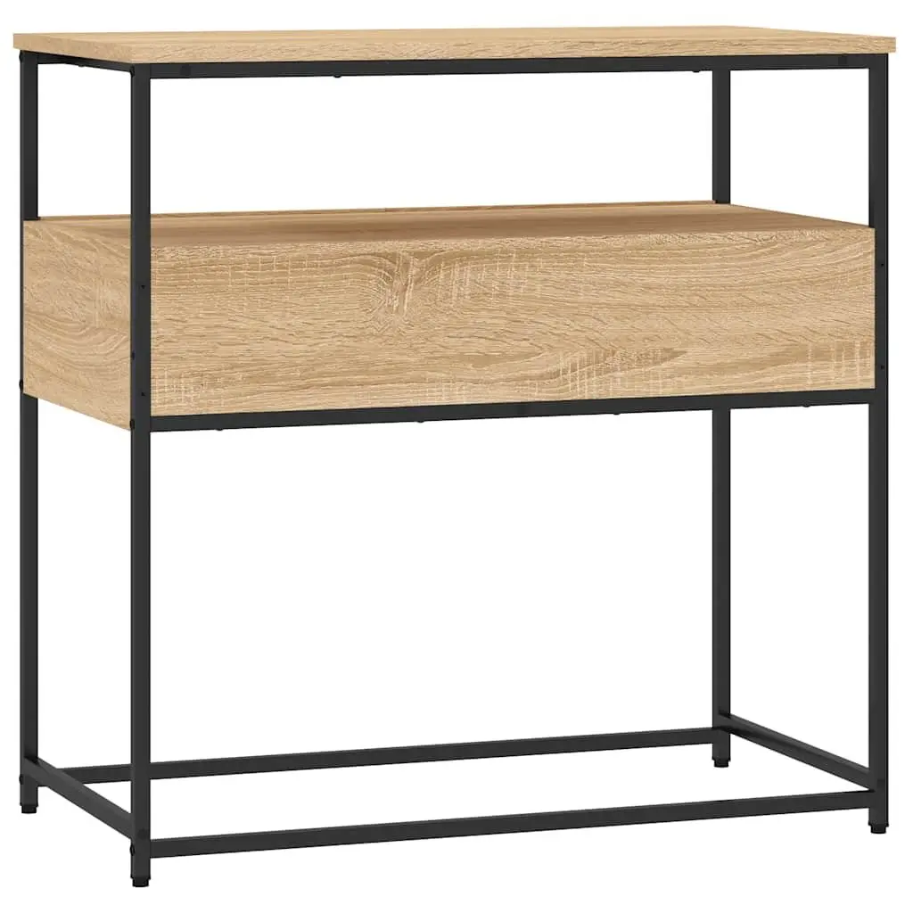 Console Table 75cm Brown Engineered Wood Metal Frame Storage for Entryway Hallway Living Room